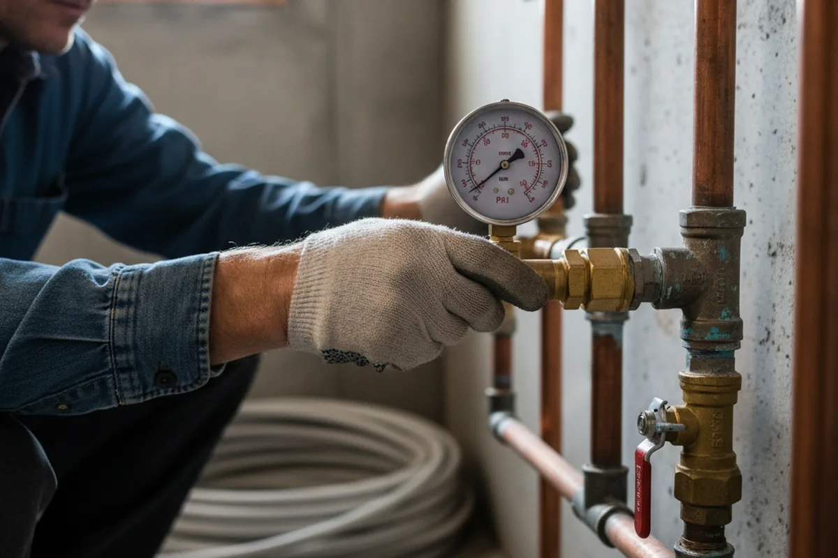 Pressure testing a repaired line during Water Line Repair in Three Springs